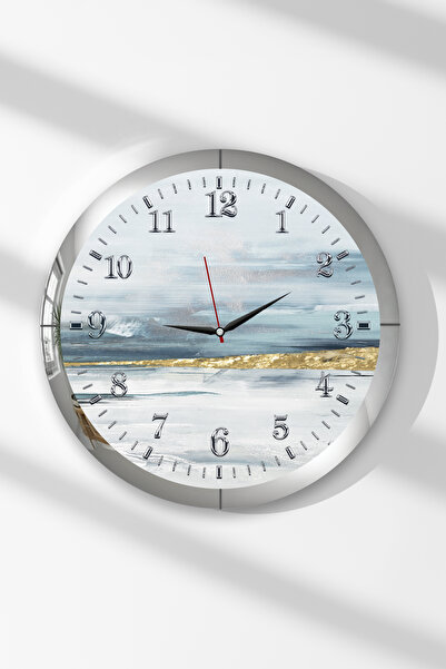 Zevahir Mobilya Dekorasyon Ceas de perete rotund din MDF tematic, cu rama arg...