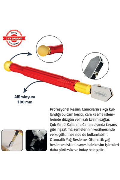 Tomax ALÜMİNYUM GAZLI CAM KESME ELMASI 180 mm