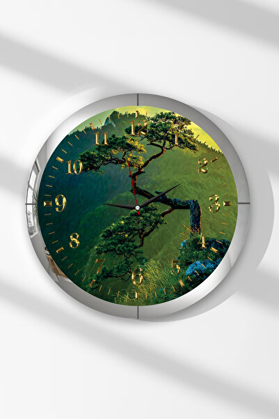 Zevahir Mobilya Dekorasyon Ceas de perete rotund din MDF cu tematică peisaj n...