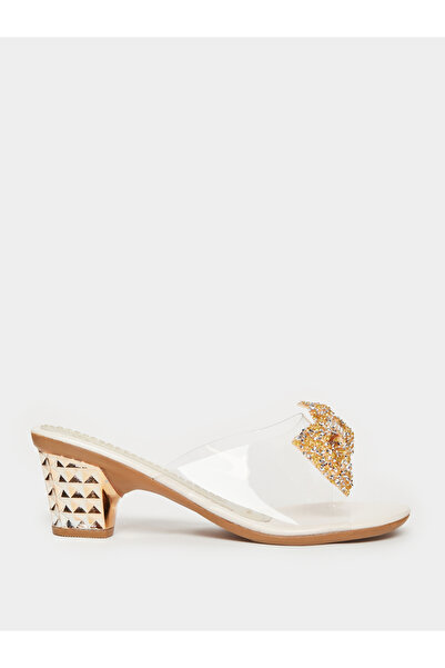 Take Two By Styli Beige Embellished Transparent Strap Sandals
