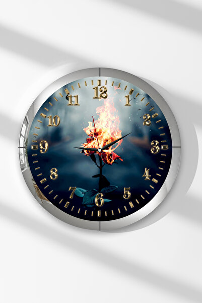 Zevahir Mobilya Dekorasyon Ceas de perete rotund din MDF cu tematică de flori...