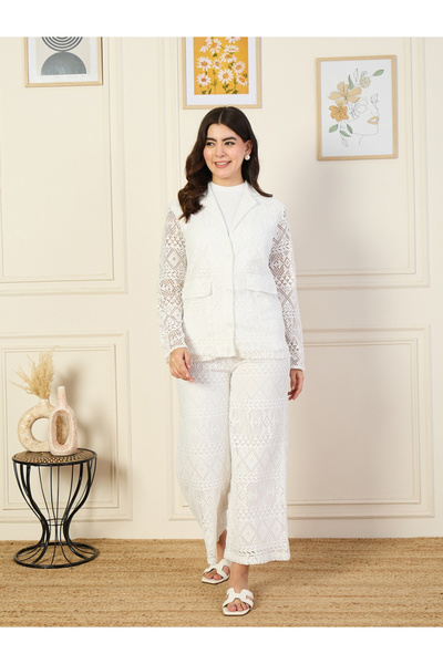 RUE COLLECTION By Styli Women Lace Blazer and Trousers Co-Ords