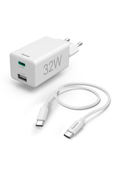Hama 00201692, 1x USB-A, 1x USB-C, 32W, White