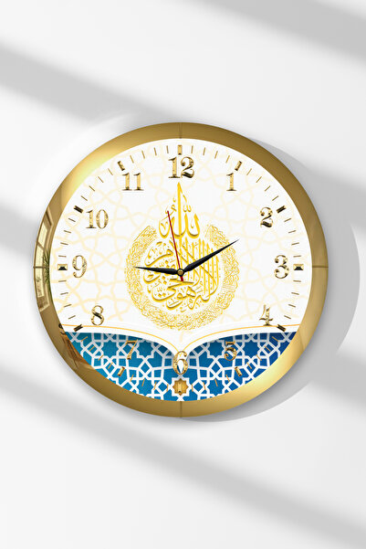 Zevahir Mobilya Dekorasyon Ceas de perete rotund din MDF cu rama aurie, cu cu...