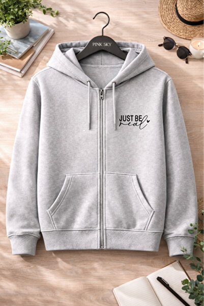 Pink Sky Unisex Printed Zipper Hooded Sweatshirt