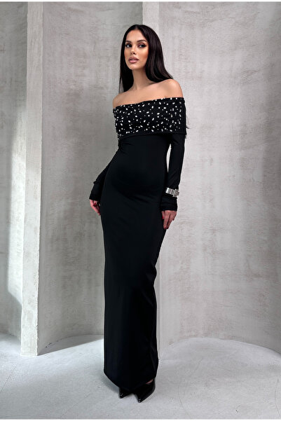 XELA ΓΥΝΑΙΚΕΙΟ ΦΟΡΕΜΑ ΜΑΞΙ ΜΕ ΜΑΚΡΙΑ ΜΑΝΙΚΙΑ ΚΑΙ ΛΕΠΤΟΜΕΡΕΙΕΣ ΑΠΟ ΠΕΤΡΑ ΣΕ ΣΤ...