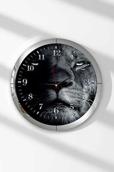 Zevahir Mobilya Dekorasyon Ceas de perete rotund din MDF cu tematică de leu g...