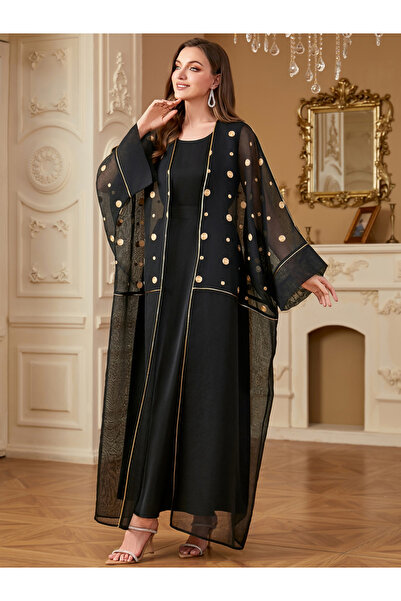 Take Two By Styli Women Polka Dots Embellished Dress with kimono Set