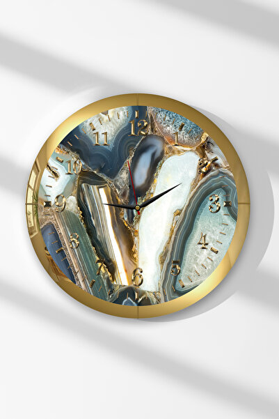 Zevahir Mobilya Dekorasyon Gold Framed Surreal Time Themed Round Mdf Wall Clock