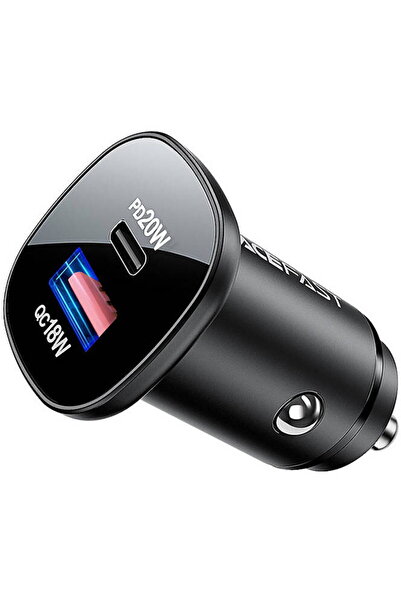 Acefast Încărcător auto B1 mini 38W, USB + USB-C (negru)