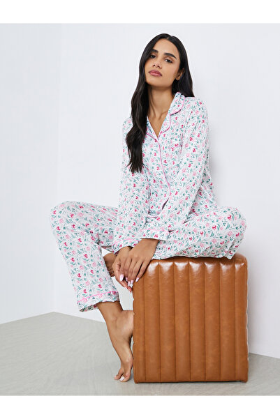 Styli Floral Print Shirt and Pyjama Set