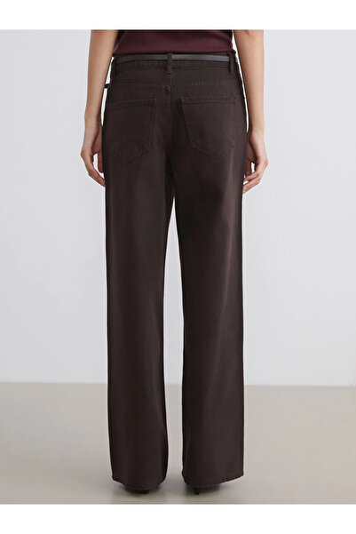 LC Waikiki Wideleg Women's Jeans Trousers with Belt on the Waist