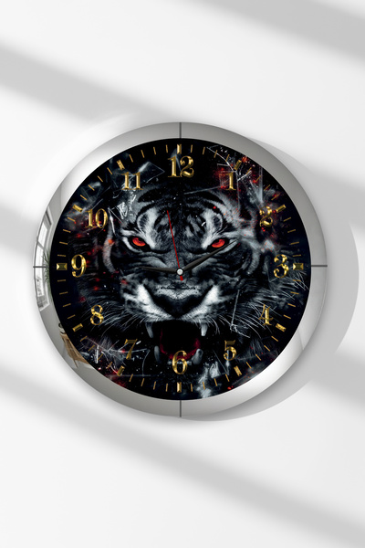 Zevahir Mobilya Dekorasyon Ceas de perete rotund din MDF cu tematică Tigru cu...