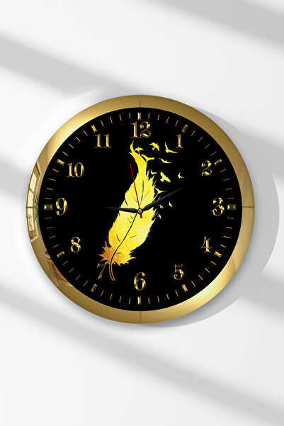 Zevahir Mobilya Dekorasyon Ceas de perete rotund din MDF cu tematică cu pene ...