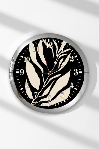 Zevahir Mobilya Dekorasyon Ceas de perete rotund din MDF cu tematică frunze a...