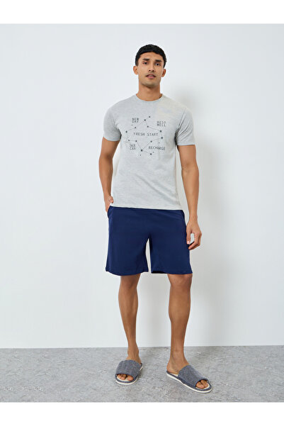 Styli Men Printed Knit T-Shirt and Shorts Set