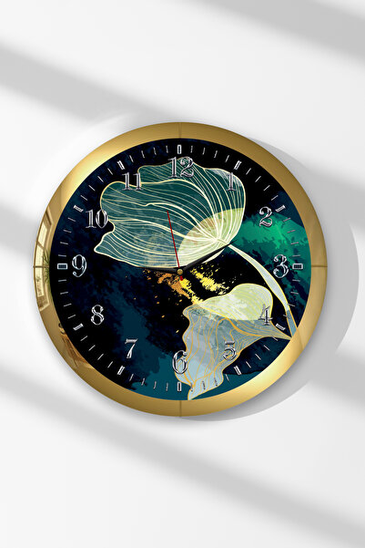 Zevahir Mobilya Dekorasyon Gold Framed Peace Theme Round Mdf Wall Clock