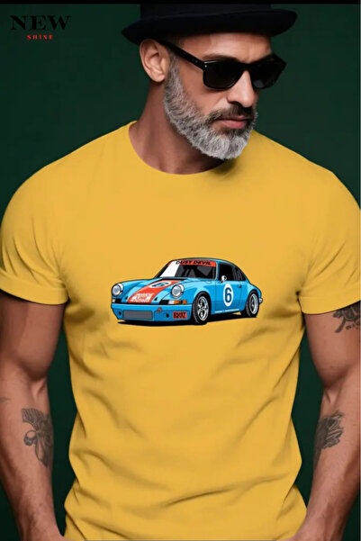 New Shine تي شيرت مطبوع عليه سيارة للجنسين
