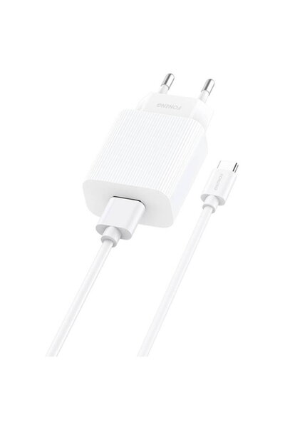 FONENG EU28, USB, 2.4A, Alb + Cablu USB Tip-C
