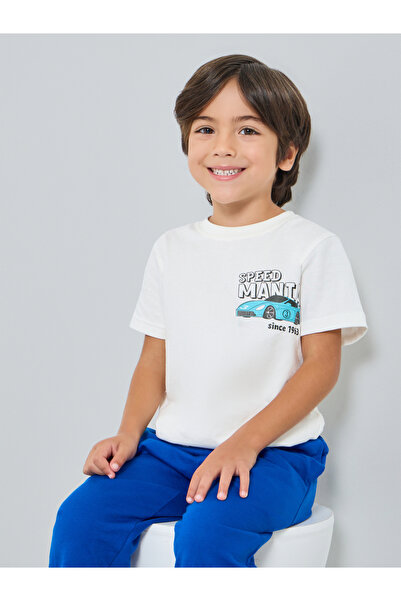 Styli تيشيرت قطني مطبوع عليه رسومات للأولاد من ماركة أوف وايت