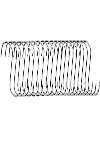OEM Set of 20 stainless steel hooks for butcher or meat smoker, JENUOS®, type...