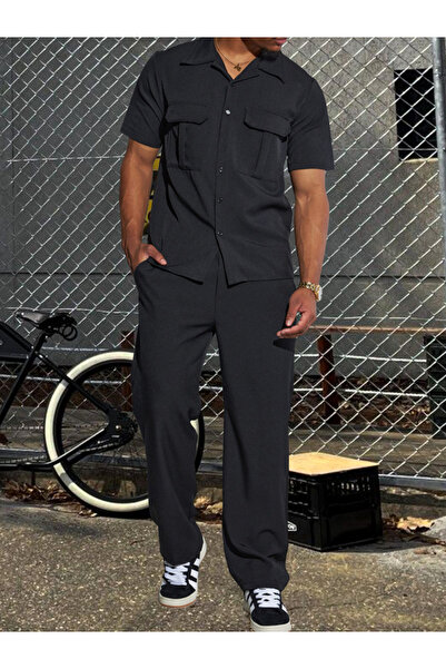 Take Two By Styli Men Black Relaxed Fit Shirt and Pants Co-Ords