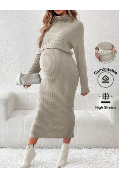 Take Two By Styli Women High Neck Top and Adjustable Elastic Skirt Maternity ...