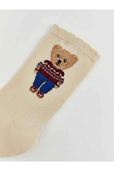 LC Waikiki Дамски чорапи до глезена с щампа на плюшено мече