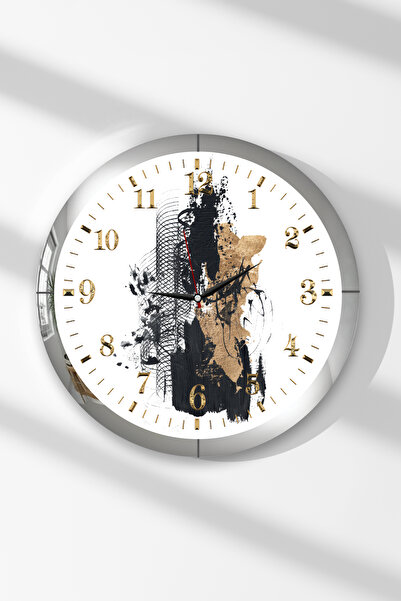 Zevahir Mobilya Dekorasyon Ceas de perete rotund din MDF cu tematică City Tim...