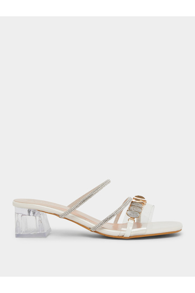 Take Two By Styli Embellished Transparent Block Heel Sandals