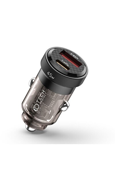 Tech-Protect Încărcător auto CC45W, 45W, PD și QC3.0, porturi duble, negru