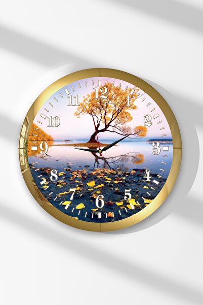 Zevahir Mobilya Dekorasyon Gold Framed Nature Landscape Themed Round Mdf Wall...