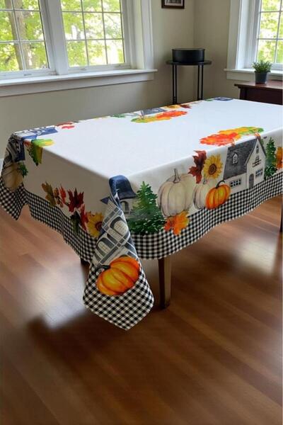 Çeyiz Diyarı مفرش طاولة خريفي بدون خياطة 150×220 سم