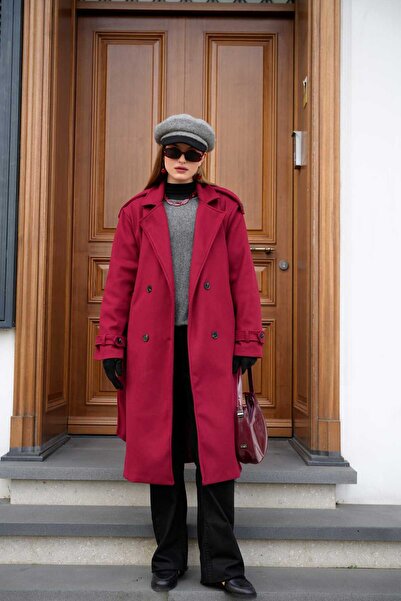 kıyı export Beige Belted New Season Lined Premium Quality Women's Cashmere Coat