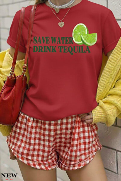 New Shine تي شيرت مطبوع عليه عبارة 'حفظ المياه، اشرب' للجنسين