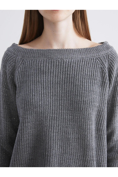 LC Waikiki Boat Neck Oversize Women's Knitwear Sweater