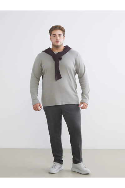 LC Waikiki Tricou pentru bărbați cu mânecă lungă și gât rotund, mărime mare