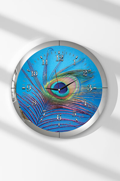 Zevahir Mobilya Dekorasyon Ceas de perete rotund din MDF cu tematică cu pene ...