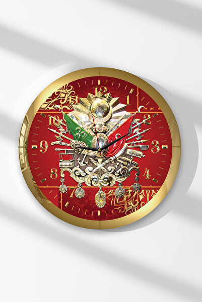 Zevahir Mobilya Dekorasyon Ceas de perete rotund din MDF cu tematică Tugra ot...