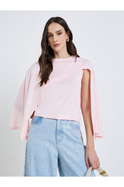 Styli Women Pink Shawl Detail Knit Top