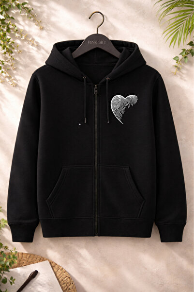 Pink Sky Unisex Printed Zipper Hooded Sweatshirt