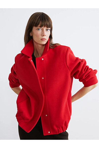LC Waikiki Red Polo Neck Women's Bomber Cashmere Jacket