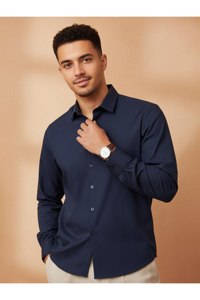 TRULOOM By Styli Men Solid Regular Fit Satin Shirt