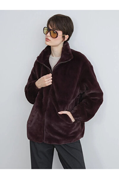 LC Waikiki Women's Plush Coat with Thick Collar