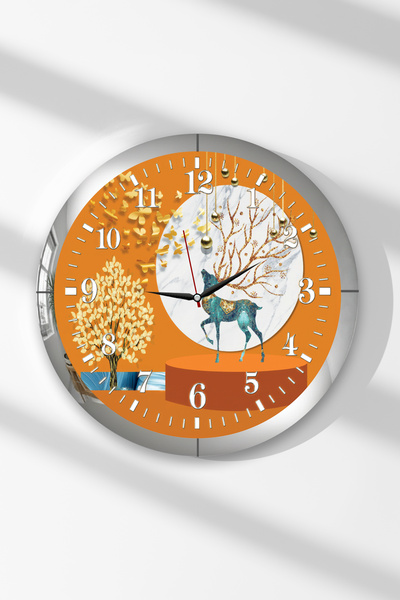 Zevahir Mobilya Dekorasyon Ceas de perete rotund din MDF cu tematică Ceylan, ...