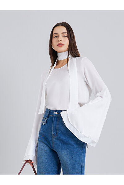 Styli Women White Flared Sleeve Blouse