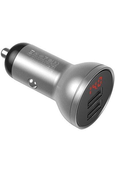 Baseus Digital Display Dual USB 4.8A Car Charger 24W Silver