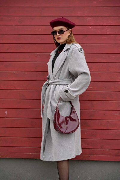 kıyı export Beige Belted New Season Lined Premium Quality Women's Cashmere Coat