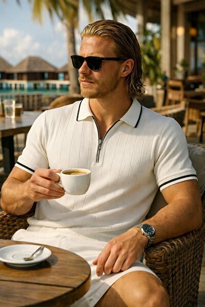 golden toptan Tricou tricotat cu guler polo