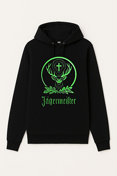 MODA Hanorac cu glugă negru Drink Cocktail B cu imprimeu tricou